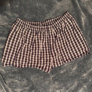 Plaid Elastic-Waist Women’s Boxer Shorts - Navy & White